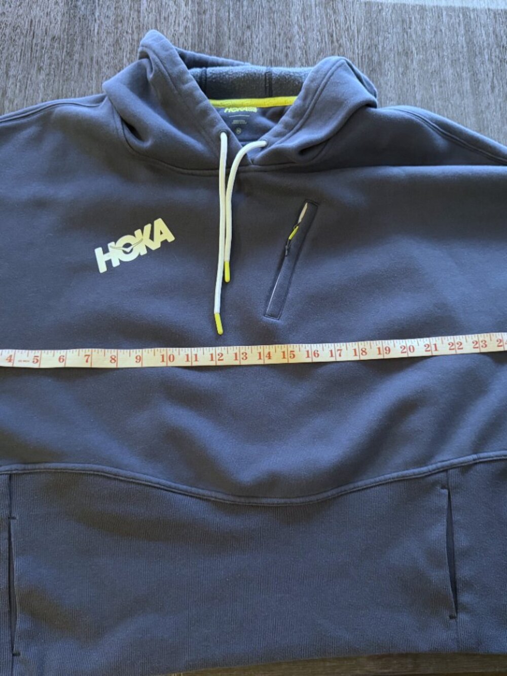 Hoka Navy Logo Hoodie Fleece Pullover Athleisure Gorpcore Minimalist Women's XL - Picture 7 of 12